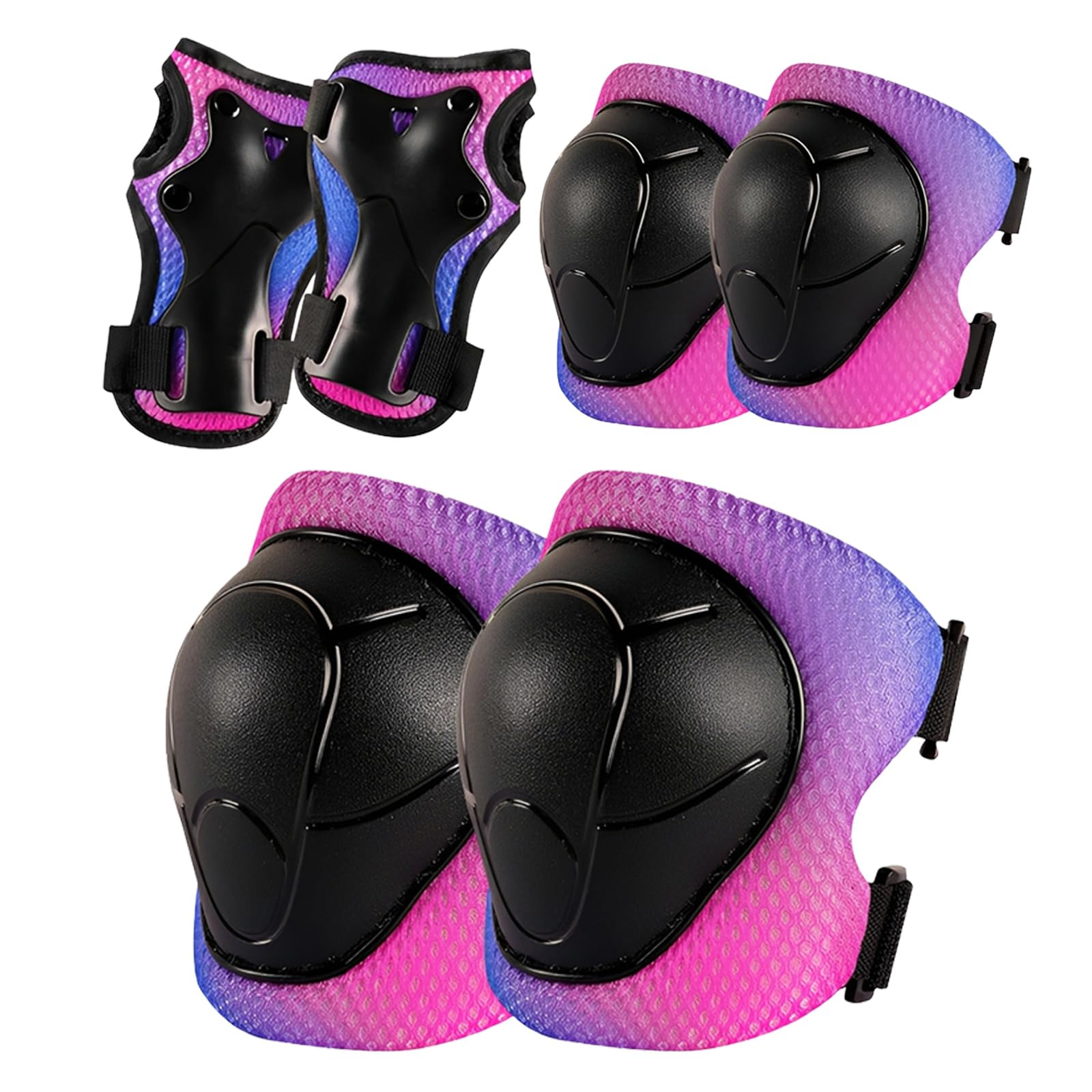 Juego de rodilleras para niños, 6 piezas, rodilleras, coderas, para inliner, monopatín, scooter, bicicleta, deportes al aire libre, ajustables, cómodas y transpirables, para 2-7 años / 10-30 kg