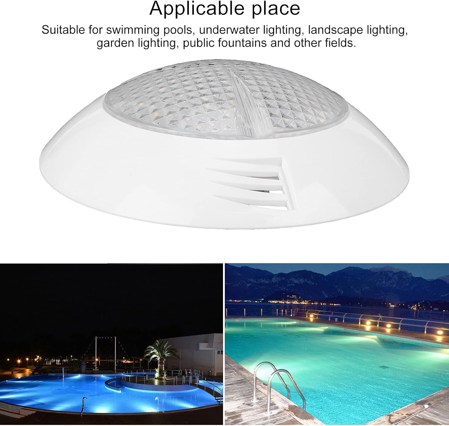 160LED Swimming Pool Light, 18W Warm Light, AC12V IP68 Landscape Lamp, Underwater Pool Lamp for Gardens Fountains, 50000h LED Life, with Installation Accessories