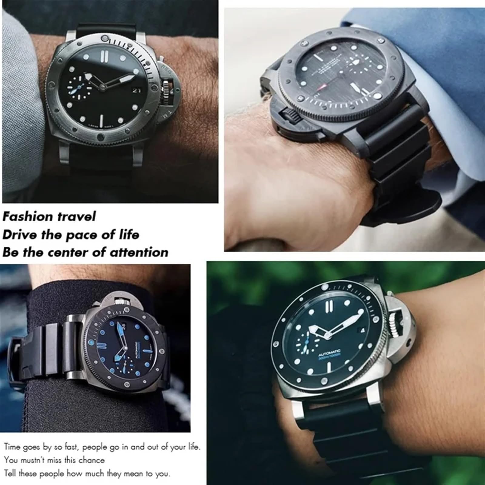 Cinturino in gomma 24mm 26mm cinturino orologio in silicone adatto per Panerai sommergibile Luminor PAM verde blu braccialetto impermeabile