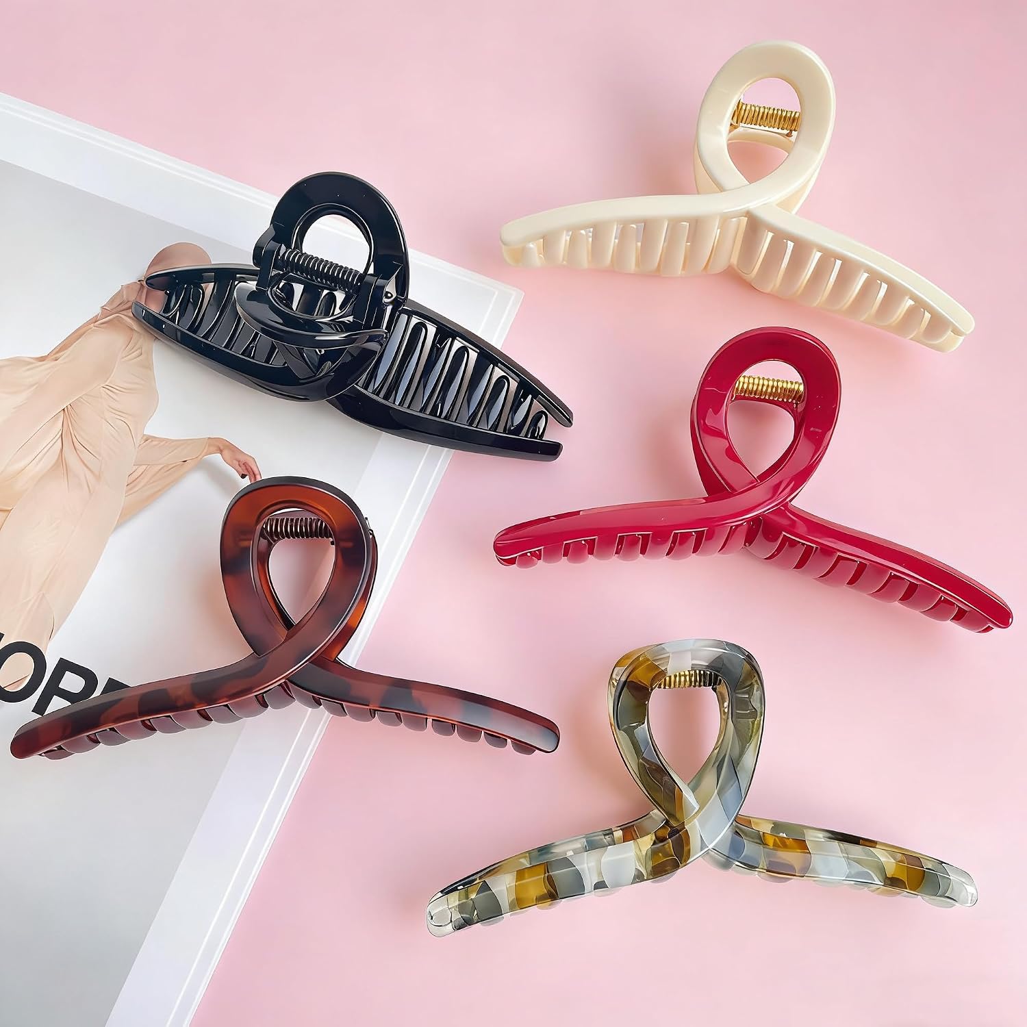 6 Inch Extra Large Claw Clips for Thick & Long Hair, 9 Teeth XL Hair Clips for Women, Big Hair Claw Clip for Updo, Strong Hold & U-shaped Spring, Glossy Acetate Clips, Ideal Gifts for Women