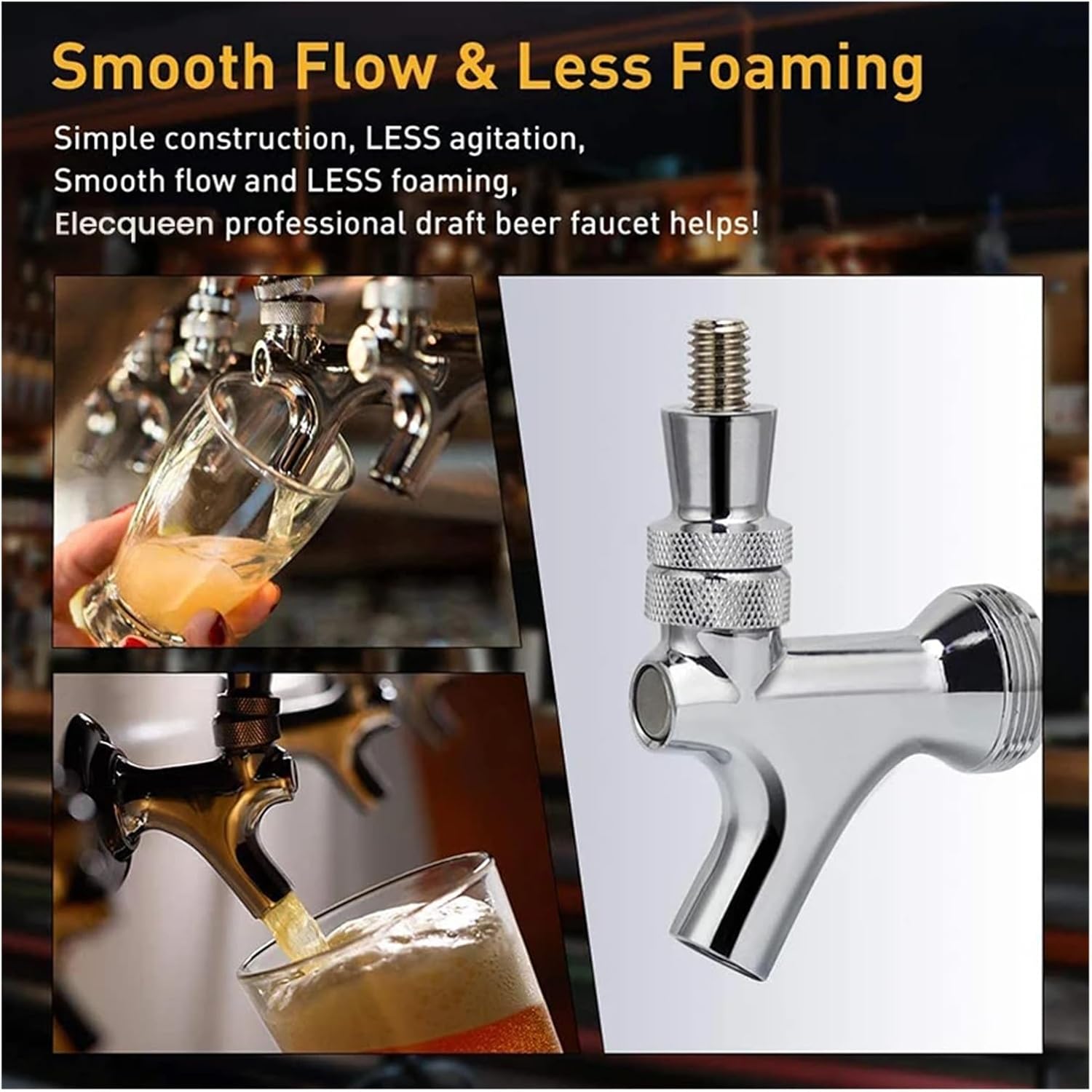 Brewing Accessories Craft Beer Tap with Liquid Ball Lock Quick Disconnect Assembly,Brewing Chrome Beer Faucet Taps Home Brewery Draft Beer Dispenser Brewing Accessories