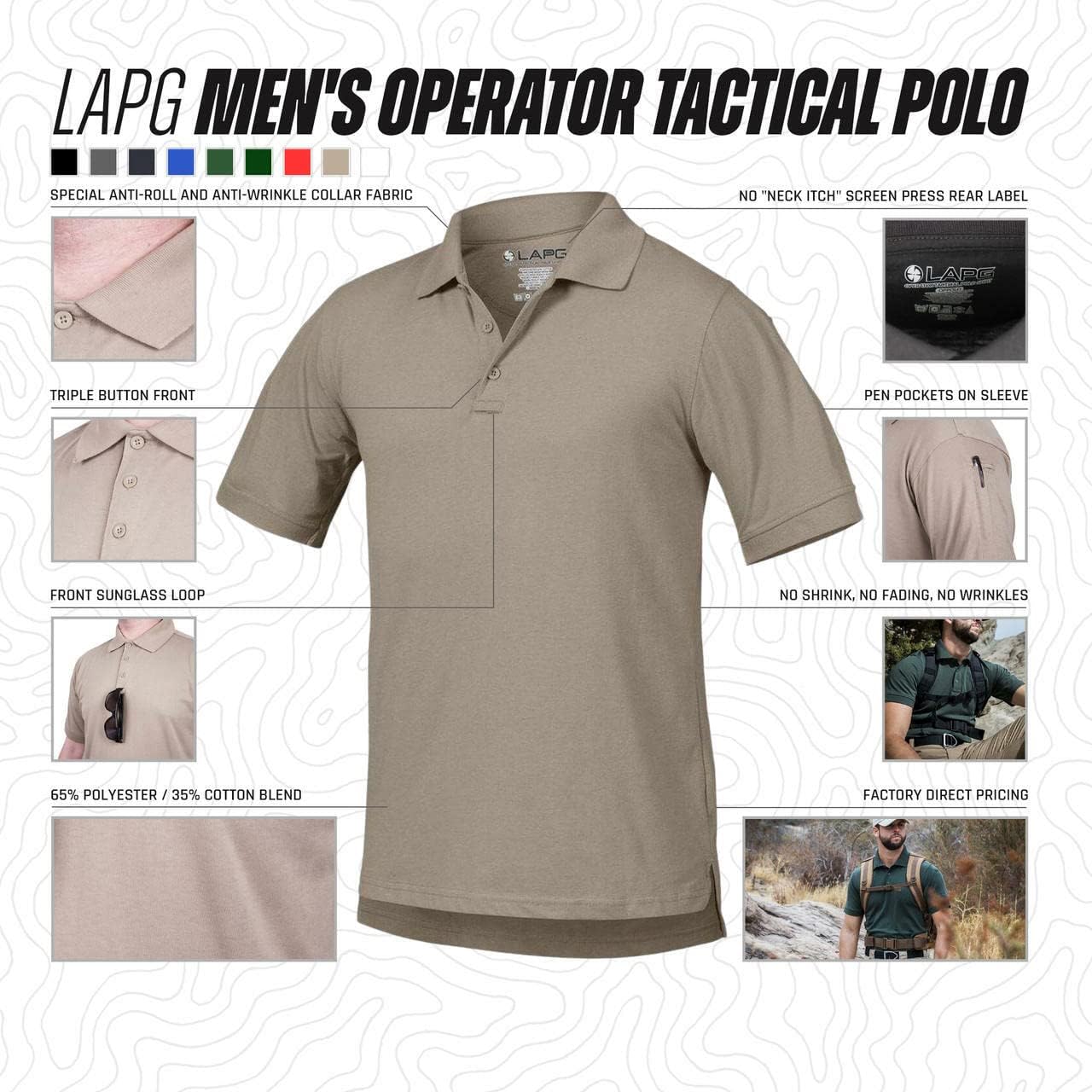 LA Police Gear LAPG Men's Operator Tactical Short Sleeve Polo Shirt, Lightweight & Comfortable Uniform Polo Shirt for Men - Image 2