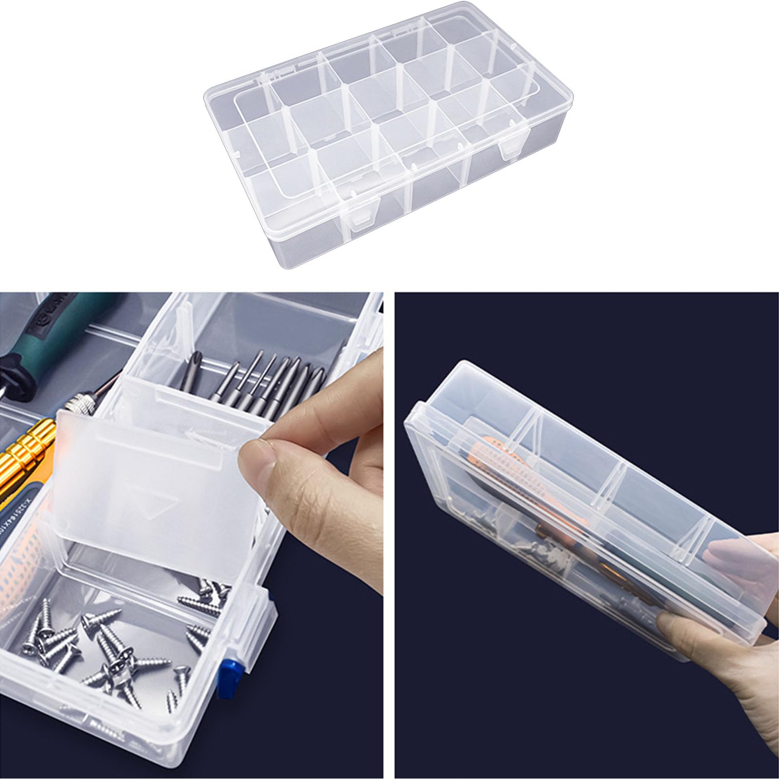 Loolee Transparent Box Storage Display Collection With Adjustable Dividers Containers 15/28/36 Grids