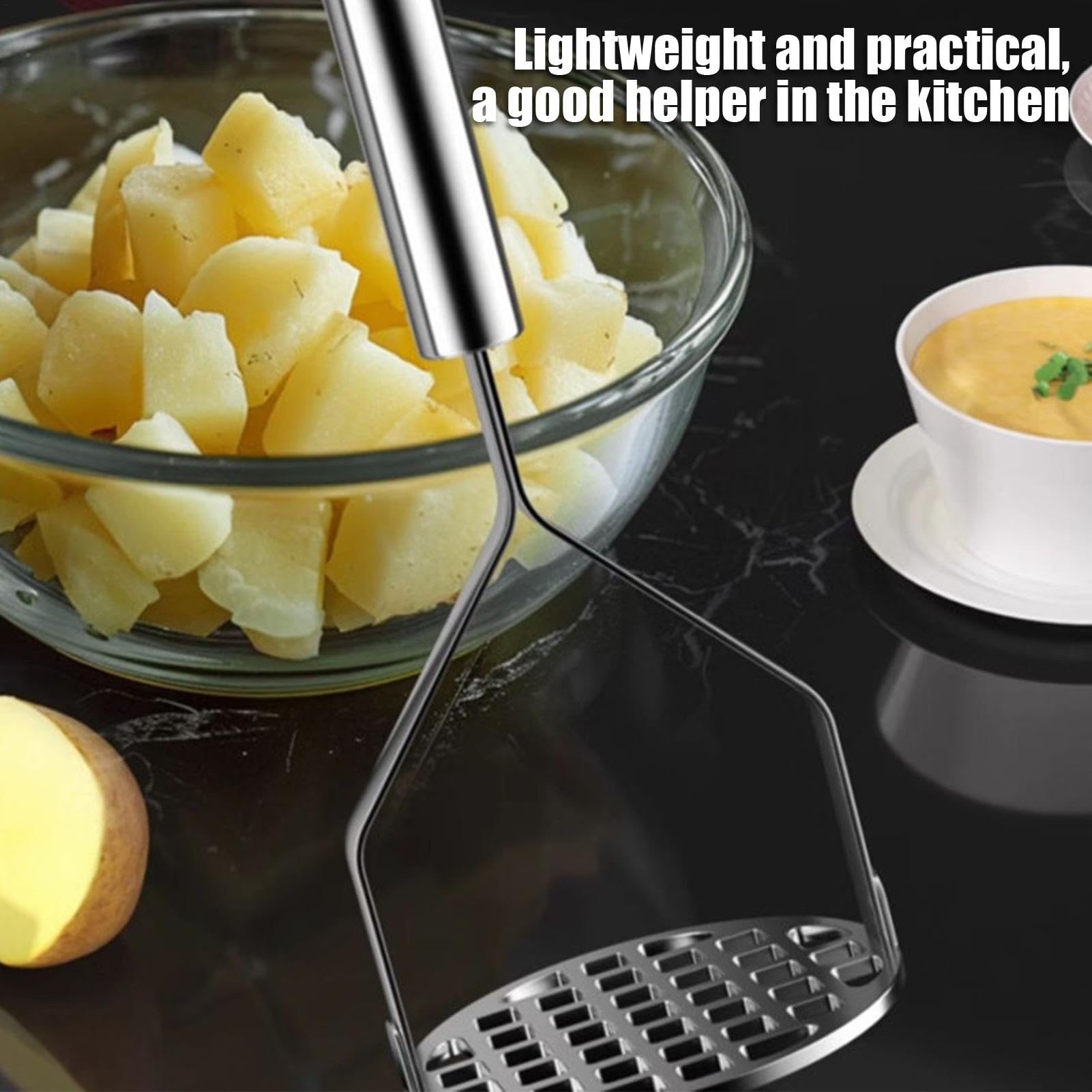 24x8cm Prensador De Patatas, Machacador De Patatas De Acero Inoxidable, Triturador De Patatas, Prensa Patatas Con Mango, Triturador Manual De Patatas, Pasapurés Triturador De Patatas