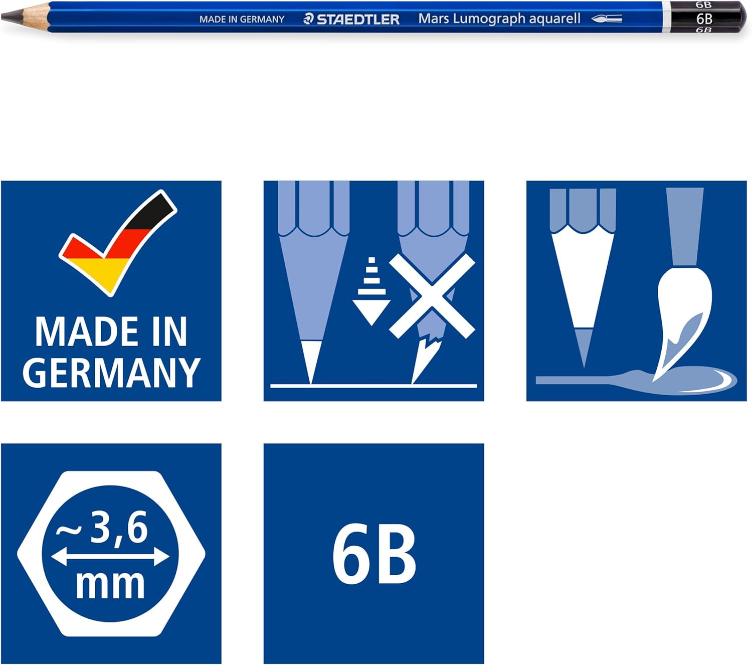 STAEDTLER Hexagonal Pencils Made in Germany Watercolour 6er Sortierung blue