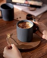 Vista 5 de famiware Juego de Tazas de Café para 4, Tazas de Catering Star de 12 oz con Asa para Café, Té, Cacao, Leche - Juego de Vajilla de Cerámica de Gres
