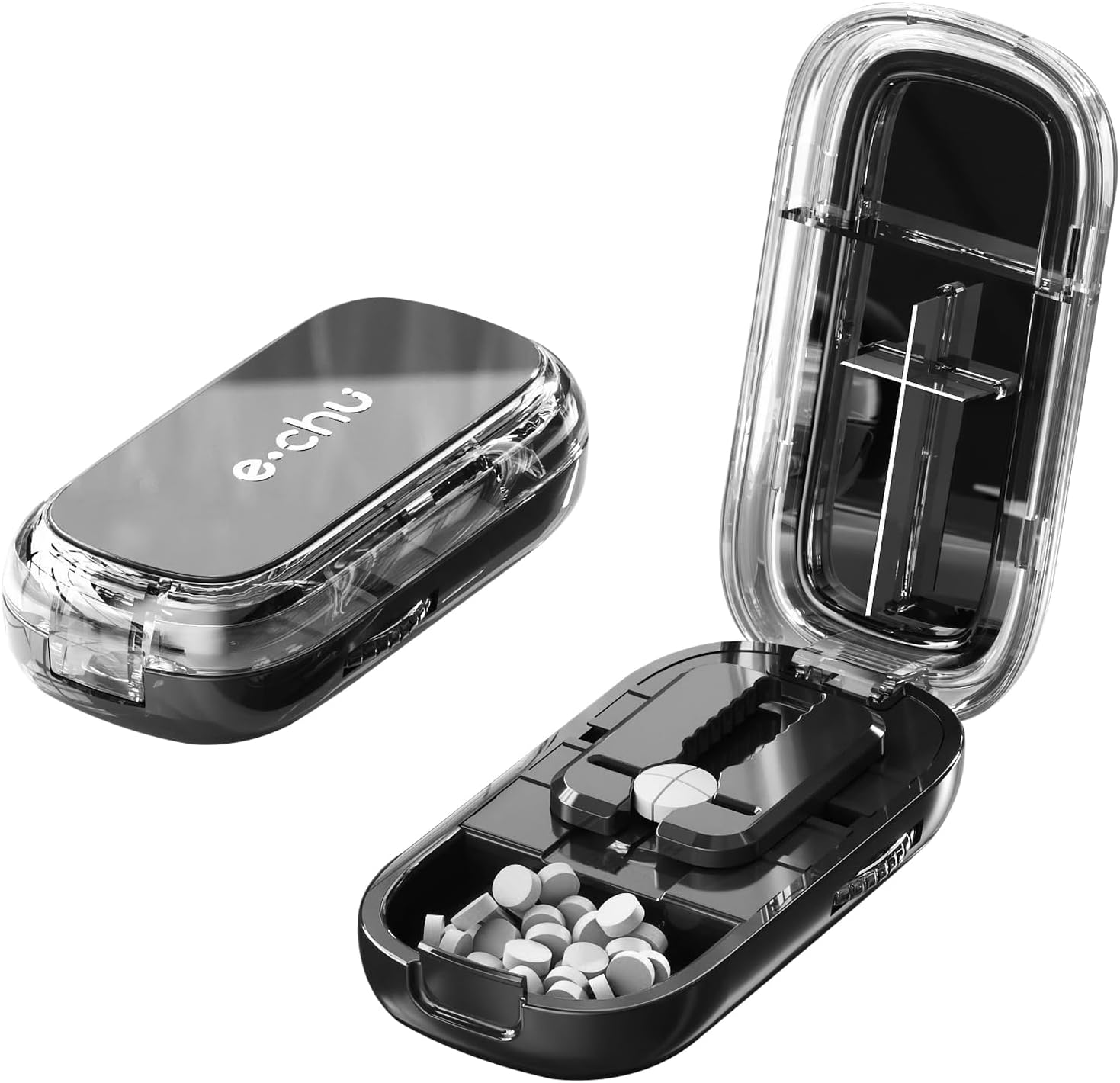 Tagliapillole Portatile Con Vano Di Ricarica - Per Pillole Grandi E Piccole, Colore Blu Scuro - Foto 6