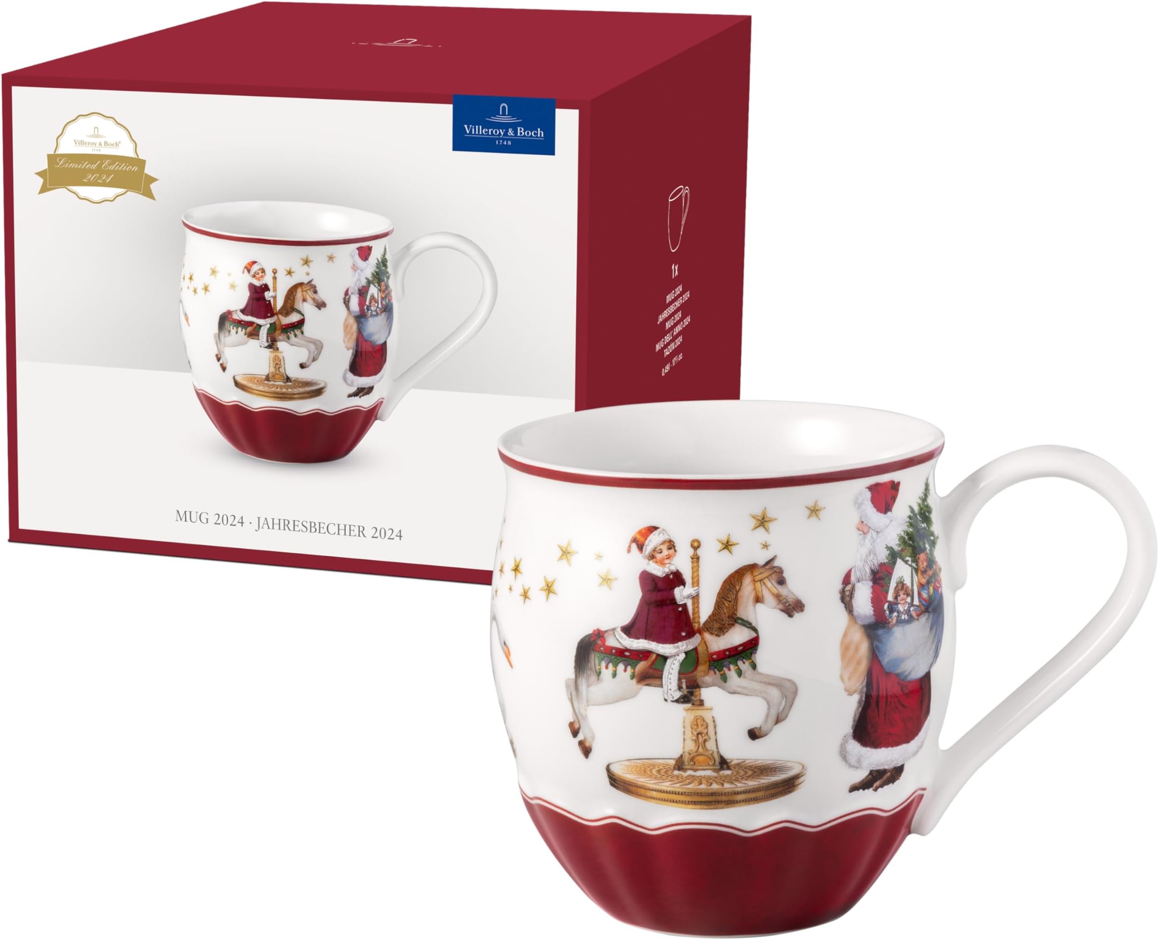 Villeroy & Boch Annual Christmas Edition, Year Mug, Year Edition 2024, Premium Porcelain, Exclusive Collectible, 14.5 x 10.5 x 10.5 cm