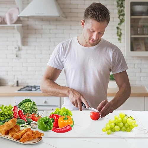 Miniatura 5 de Tablas de cortar para cocina, tablas de cortar acrílicas con borde de mostrador, tablas de cortar transparentes antideslizantes para proteger la