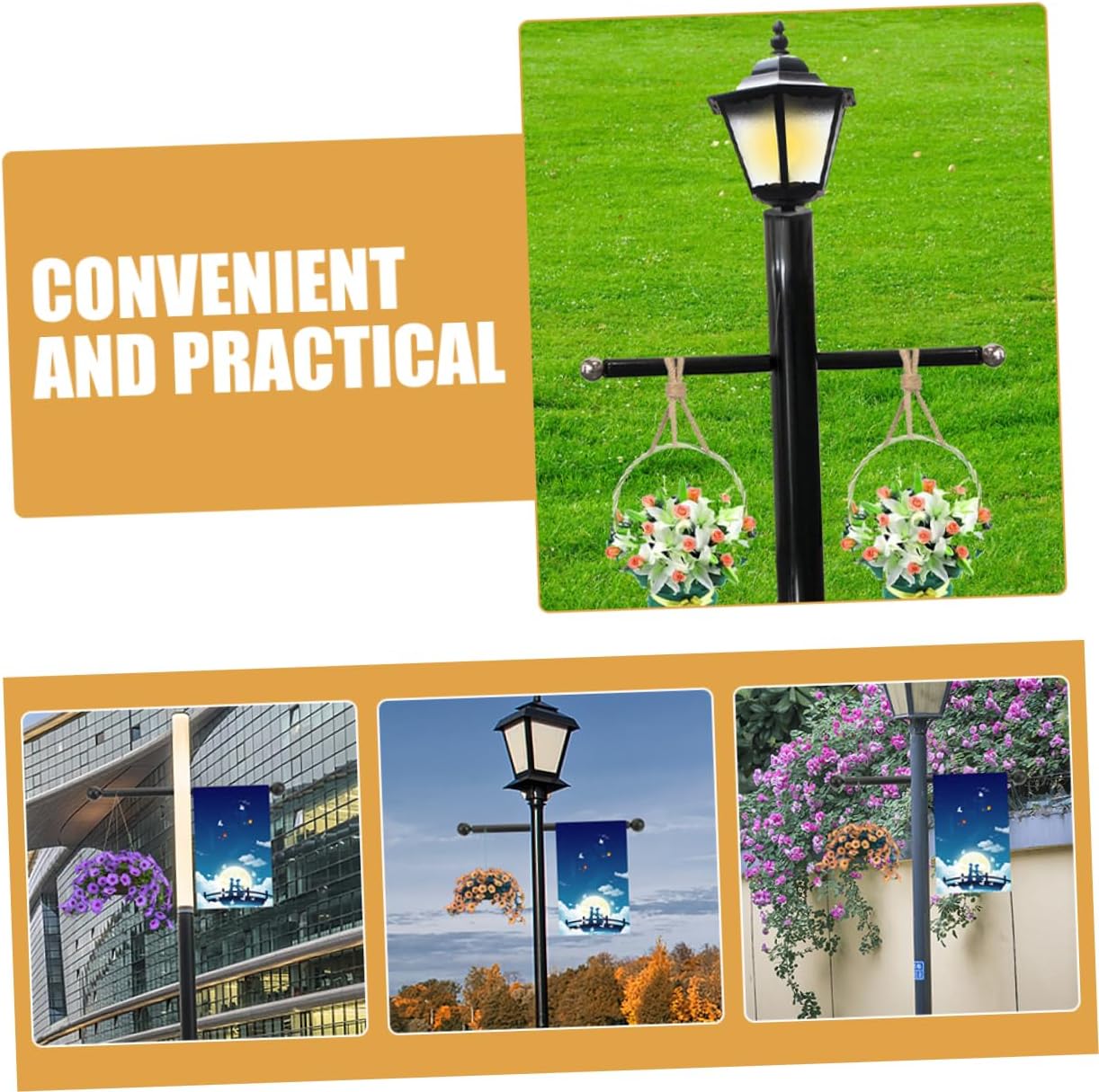 3pcs Lamp Post Cross Arm Ladder Rest Light Pole Handle for Outdoor Garden Flag Display Elegant Design for Street Lamp Accessory