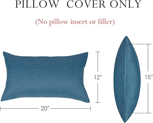 Miniatura 10 de Paquete de 2 fundas de almohada para exteriores, fundas de almohada decorativas de línea sólida, impermeables, para jardín, patio, sofá, decoración