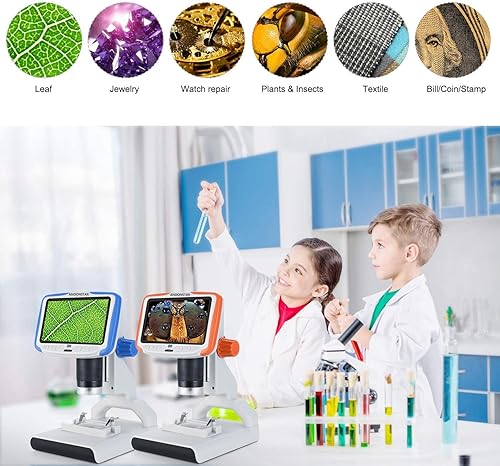 Miniatura 4 de Andonstar AD205 USB LCD moneda microscopio digital para niños 200X aumento zoom 5 pulgadas pantalla laboratorio cámara de mano con diapositivas de