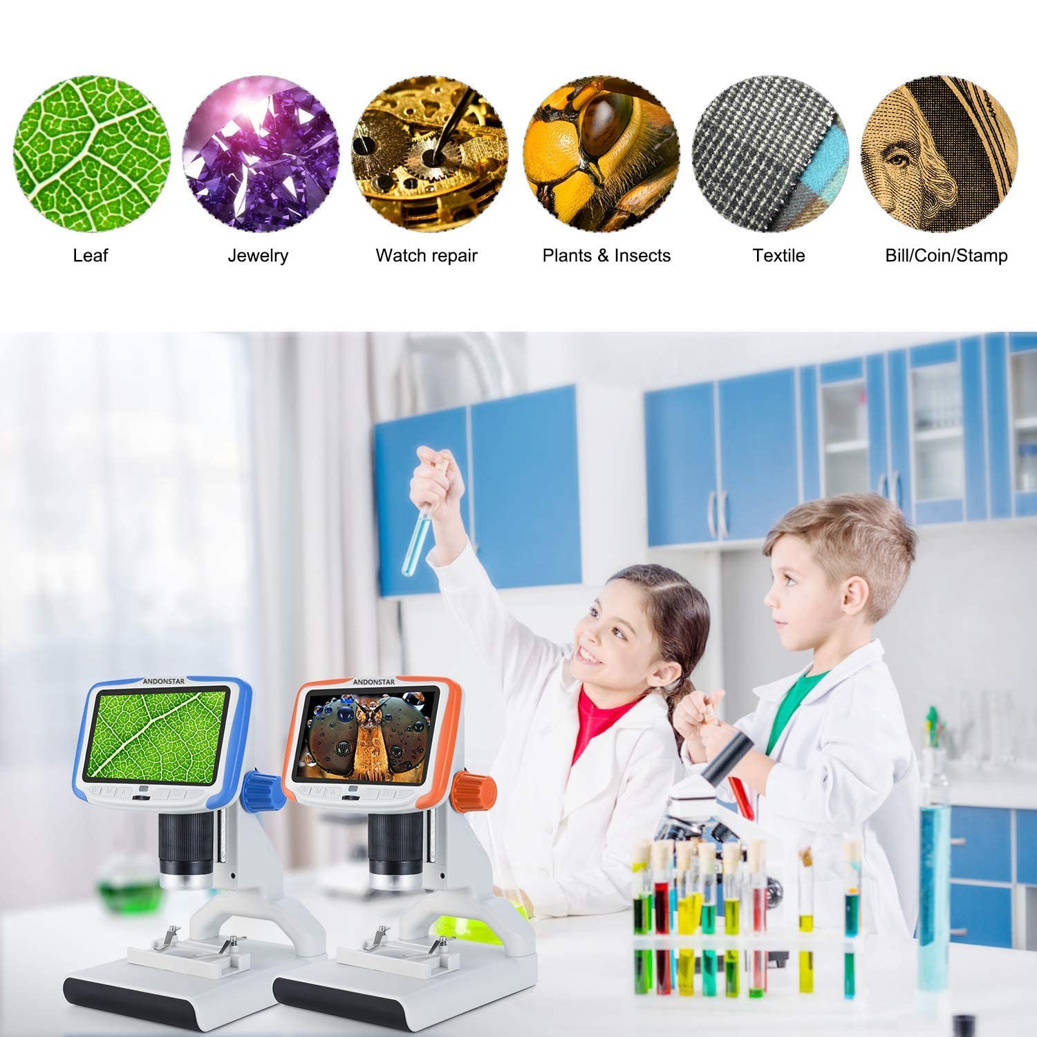 Andonstar AD205 USB LCD Coin Digital Microscope For Kids