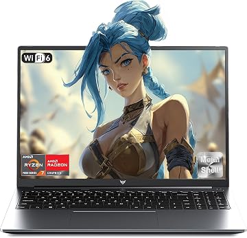 Portátil Gaming AMD Ryzen 7 5700U 15,6 Pulgadas 16GB DDR4 512GB NVMe SSD, AMD Laptops Ordenador Portátil Gaming Laptops, Teclado Numérico WiFi 6 HDMI Type-C USB-3.2 Cámara Web Ultra Laptops