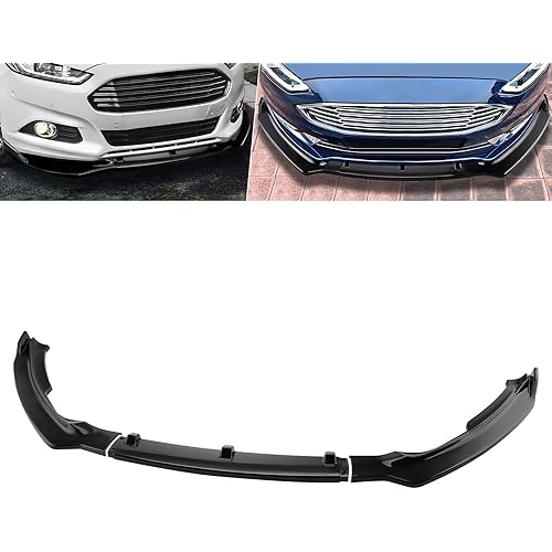 MotorFansClub 3pcs Front Bumper Lip Splitter Fit for Ford Fusion Mondeo 2017 2018 2019 Trim Protection Splitter Spoiler, Glossy Black