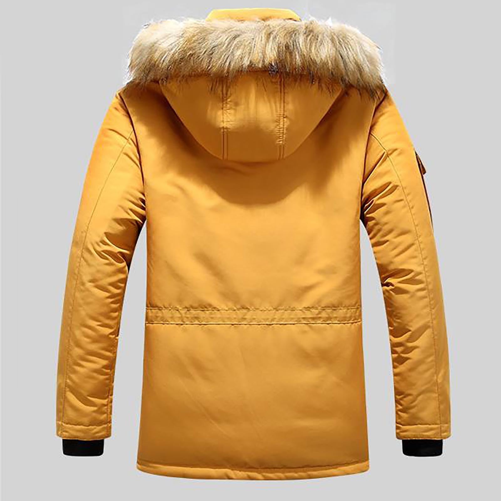 Chaqueta Invierno Informal cálida de Invierno para Hombre, Chaqueta Acolchada con Cuello con Capucha y diseño de Bolsillo de Longitud Media Gruesa Plumón Hombre Invierno