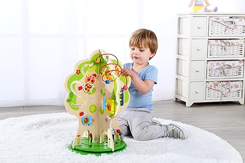 Miniatura 3 de Dakin - Mesa giratoria de centro de actividades para niños pequeños, mesas de actividades de madera, cubo de actividades, juguete de madera, juguete
