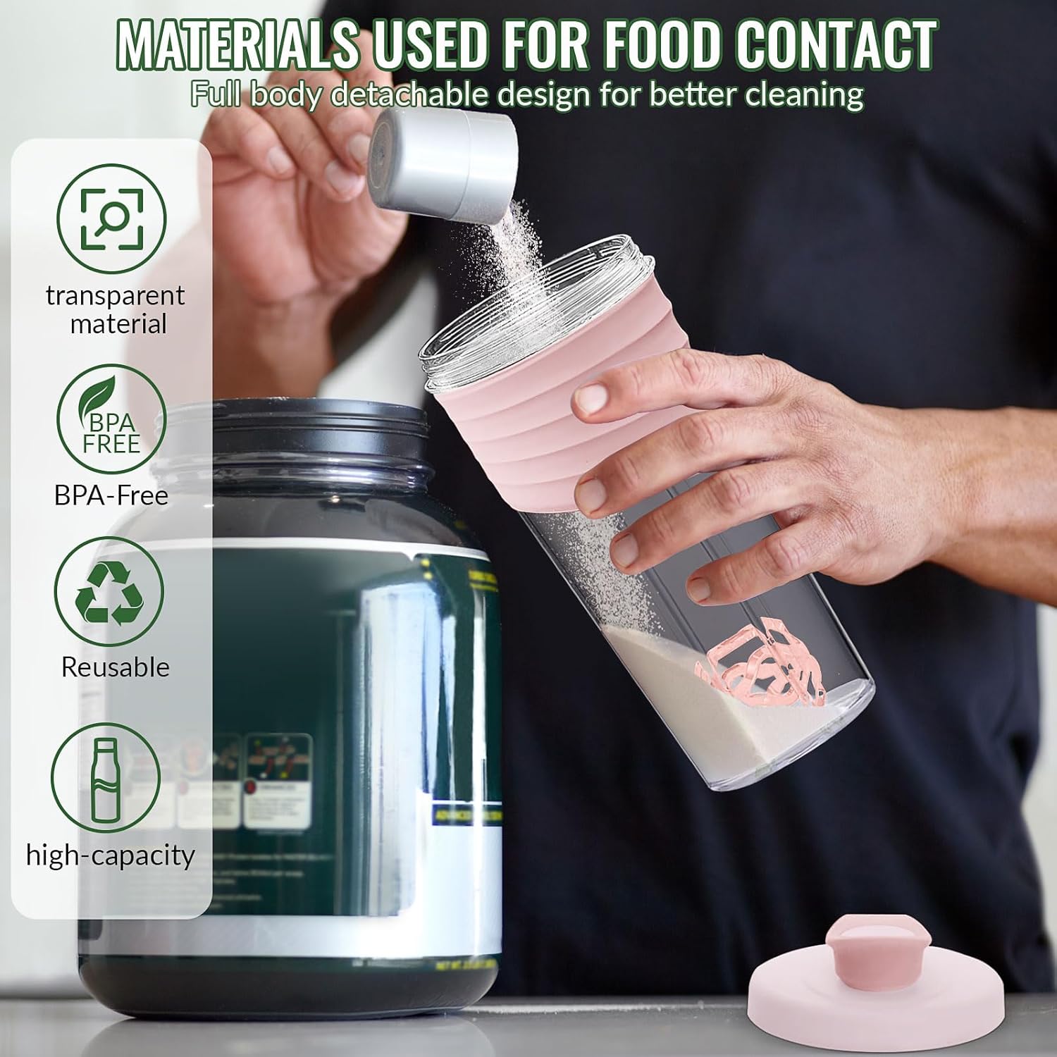 Shaker Bottle for Protein Mixes,24 oz 700ML Protein Shaker Bottles with Whisk Ball, Mixer Bottle, Protein Bottle,Portable Pre Workout Whey Protein Drink Shaker Cup Outdoor Sports (pink) image 3 of 7 B0DX6XTNDJ