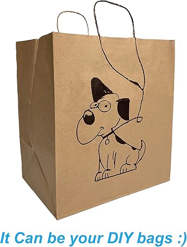 Miniatura 7 de 50 bolsas grandes de papel kraft de 14 pulgadas de largo x 10 pulgadas de ancho x 1575 pulgadas de alto ultra anchas con mango trenzado solución