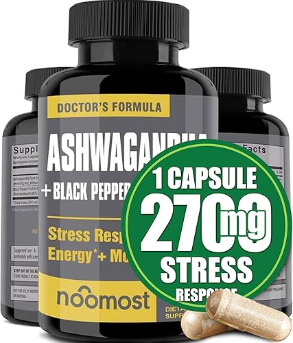 Cápsulas de Ashwagandha orgánicas de 2700 mg de Ashwaganda pura con pimienta negra que promueven el alivio antiestrés apoyo natural del estado de