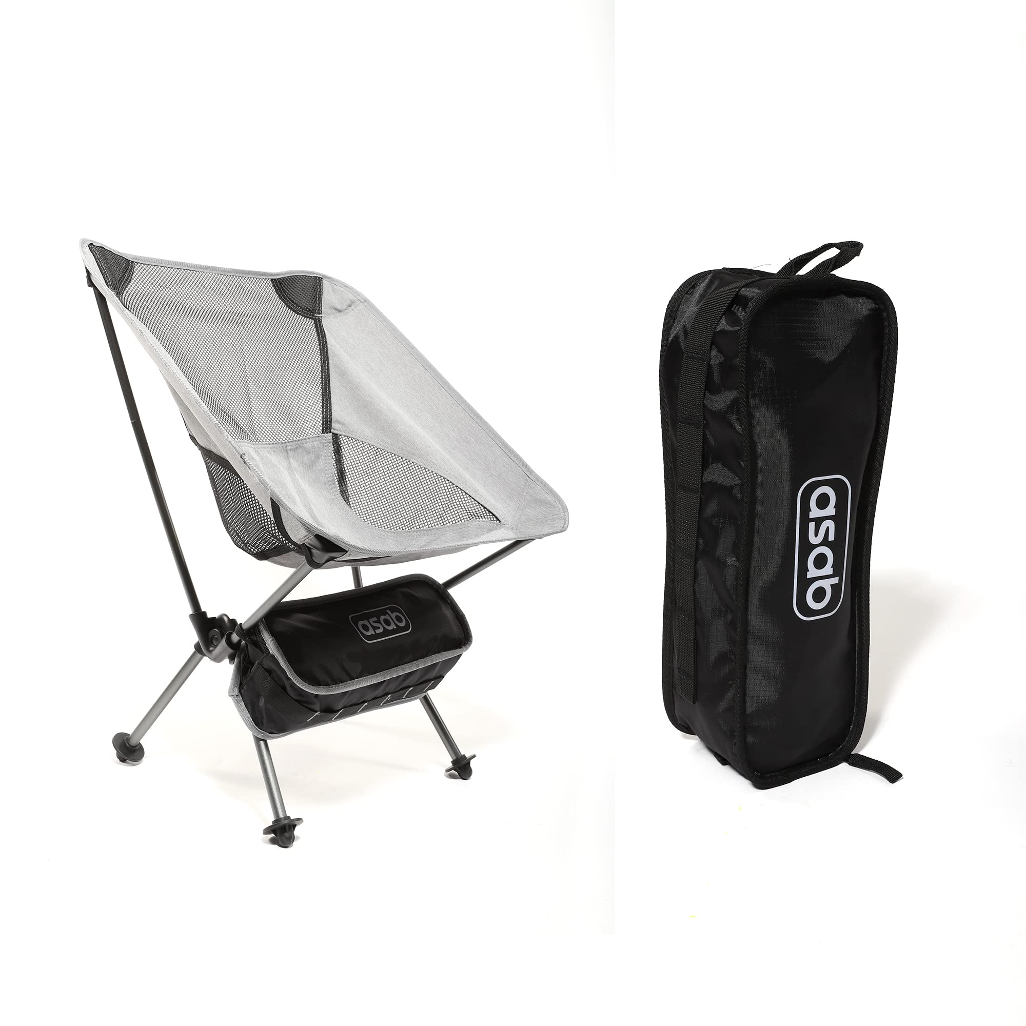 ASAB Ultra Lightweight Camping Chair for Adults Folding Beach Chair Breathable Mesh Backrest Portable Outdoor Garden Fishing Picnic Hiking Chair Strong Collapsible Camping Chair with Carry Bag (Grey)