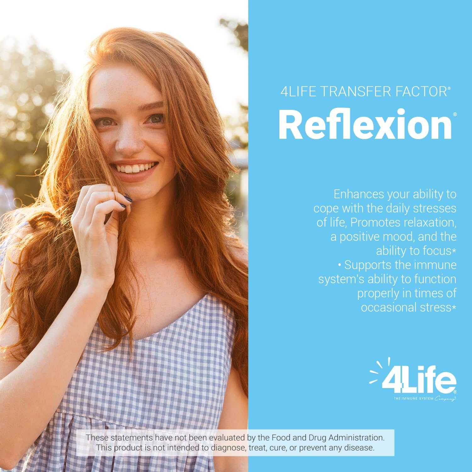 4Life Transfer Factor Reflexion -Mindset and Brain Support with L-Theanine, Wild Green Oat, and Tri-Factor Immune Formula - 60 Capsules