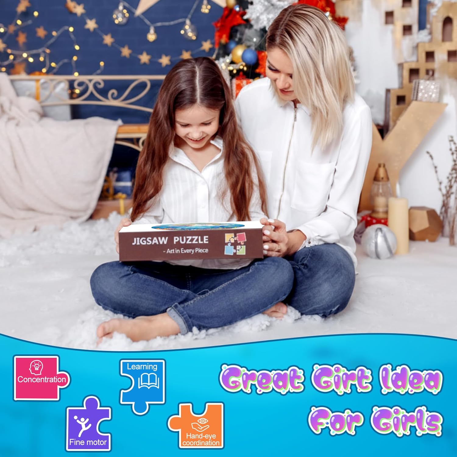Soulchen 23 Inch Unicorn Mermaid Jigsaw Puzzles, 70 Piece Large Round Floor Puzzle for Kids Ages 4-8, Educational Preschool Learning Toys, Birthday Gifts for Girls 3 4 5 6 7 8 Years Old