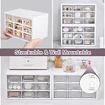 Desk Storage Organizer with 9 Drawers, Clear Plastic Storage Cabinet, Stackable Desk Storage Box for Makeup Office Craft Hardware Art Supplies, 9.8×6.3×5.9inch(White)