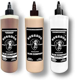 Triple-Pack; 16oz Original Tan/16oz Clear Dry/16oz Brown(3-Pack) Professional Strength, Fast Drying, Cutting Board Safe,DIY, Beginner Carpentry, Woodworking, Furniture Repair.