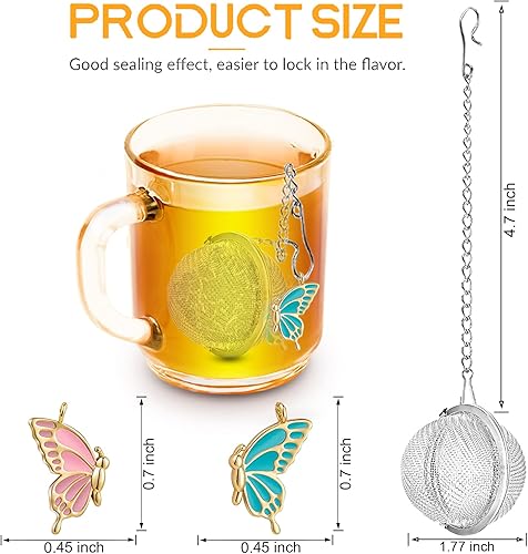 Miniatura 2 de NSTaygate 2 piezas de té para té suelto infusor de té para té suelto con dije hecho a mano con lindo dije de mariposa BFF colgante de hojas sueltas
