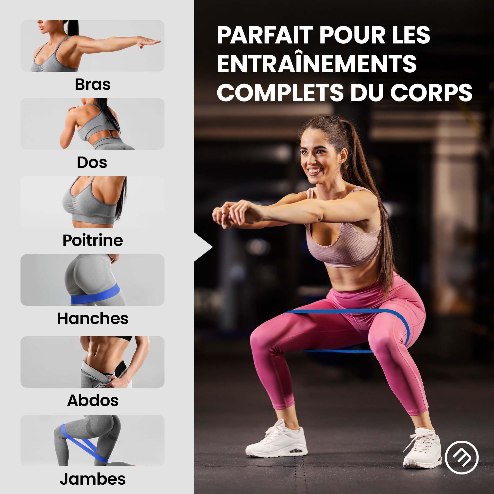Kit Bandes De Résistance Fitness - 5 Bandes Latex + Sac - Pour Musculation, Yoga, Pilates - Guide D'Entraînement