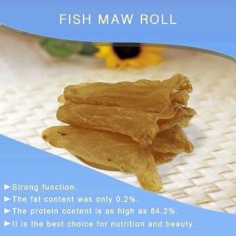 DOL Fish Glue,Rich in Collagen Dried Seafood Fish Maw Roll Natural Sun Dried From South America AAA - in bag (Large 1lb/bag)