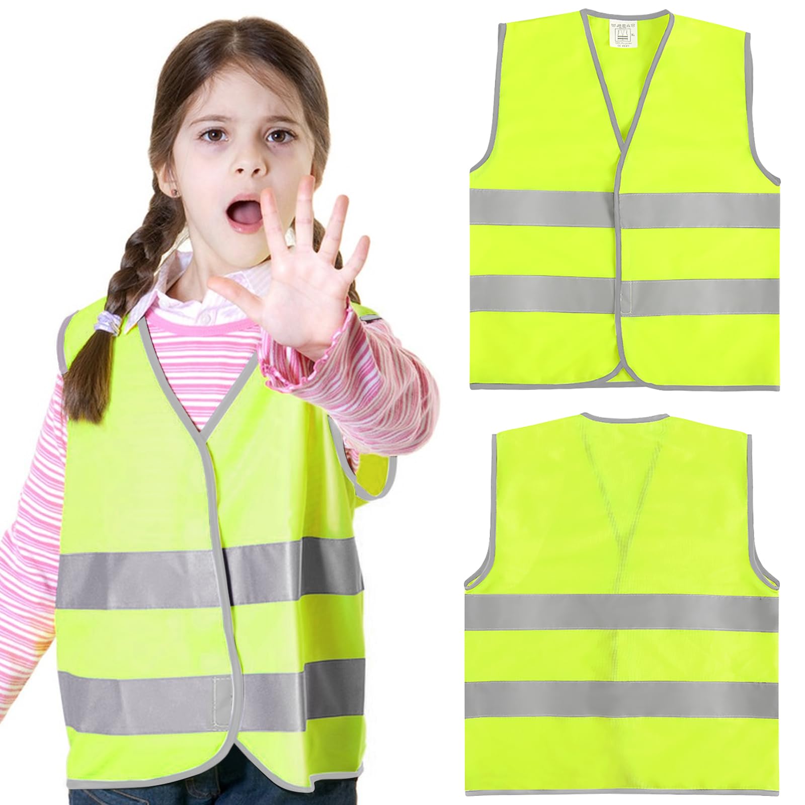 KIPTVO 2PCS Hi Vis Vests for Kids Kids High Visibility Reflective Vest, High Vis Vests