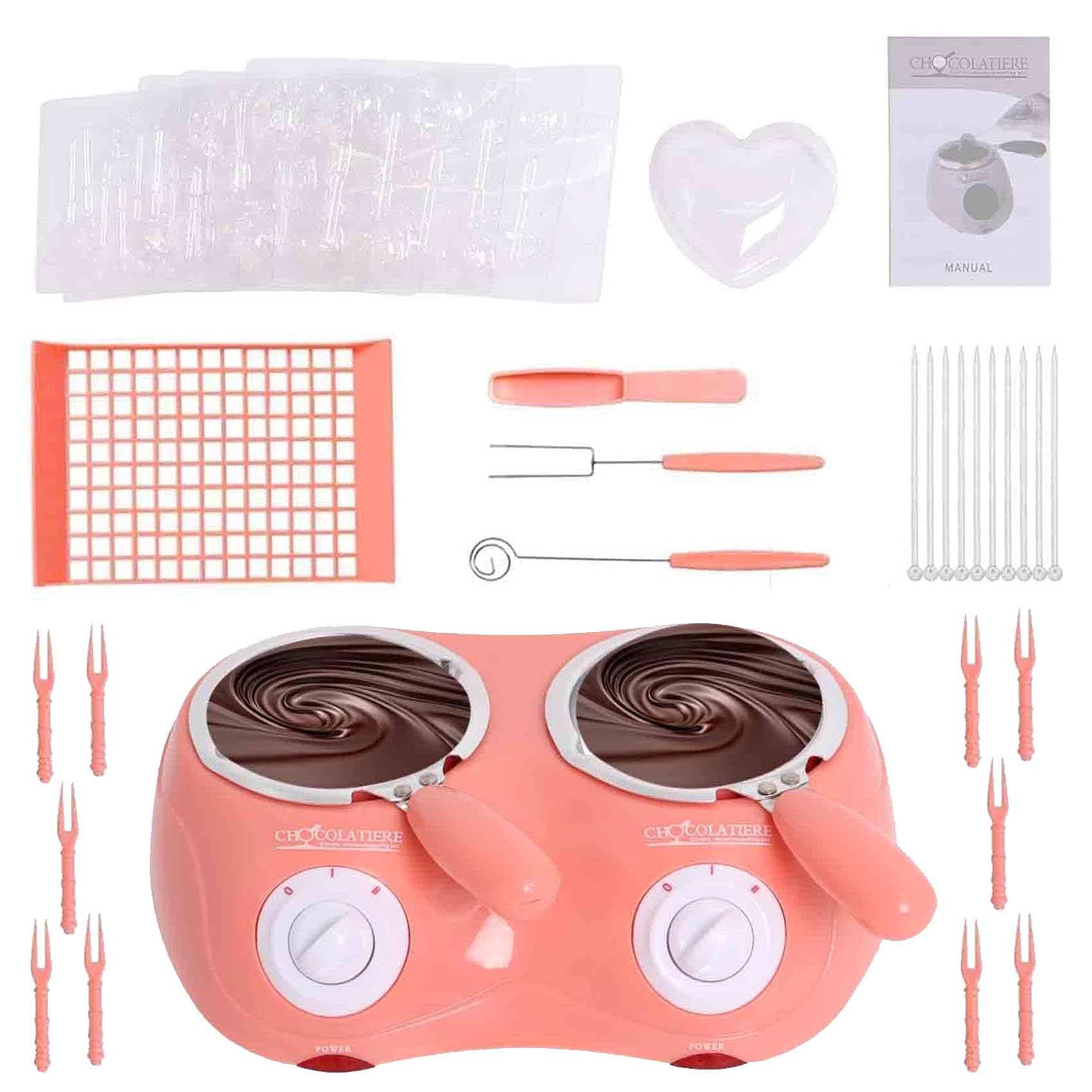 Double pot de chocolat à bonbons électrique pour faire fondre le chocolat, four à beurre et fromage, outils de réunion de famille rose, pot de fusion de chocolat, mini machine à bonbons