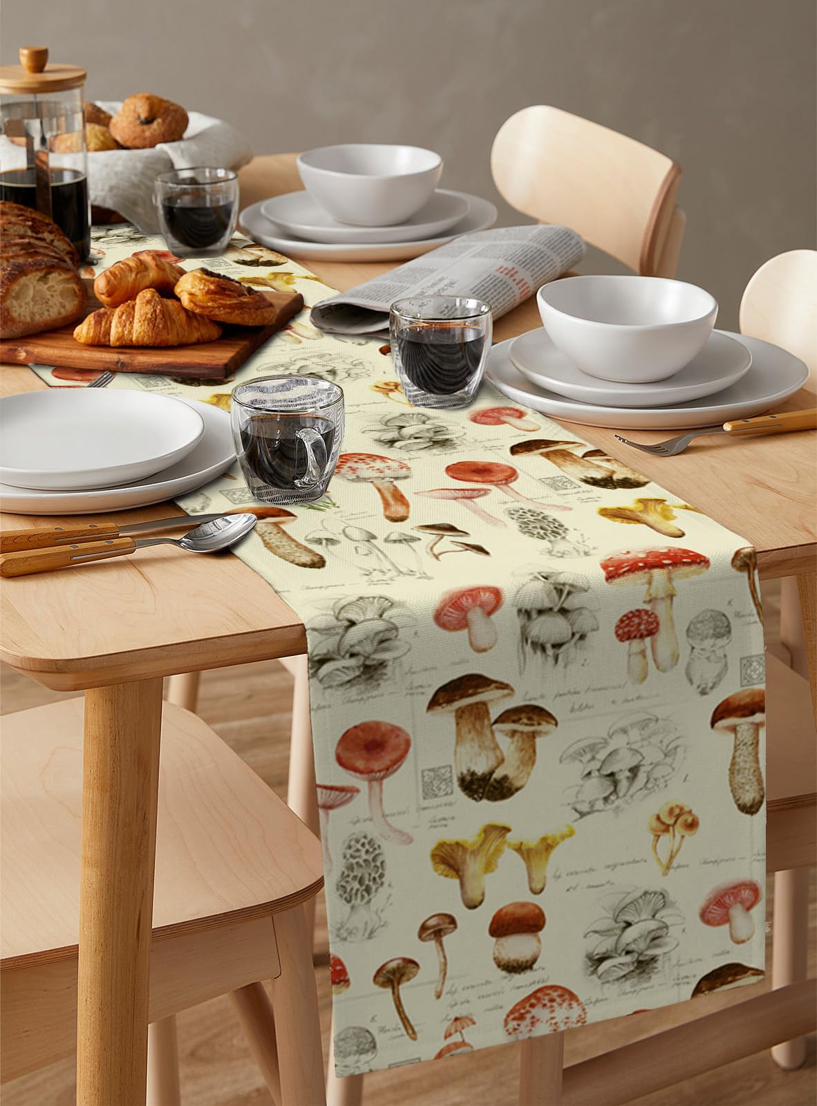 Amazon｜テーブルランナー きのこ イラスト 森 テーブルクロス モダン