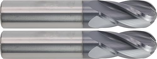 Miniatura 95 de CME 10 piezas de fresas de carburo micrograno, nariz de bola, revestimiento TiAlN, diámetro de fresado de 1/8 pulgadas, longitud de corte de 1/2