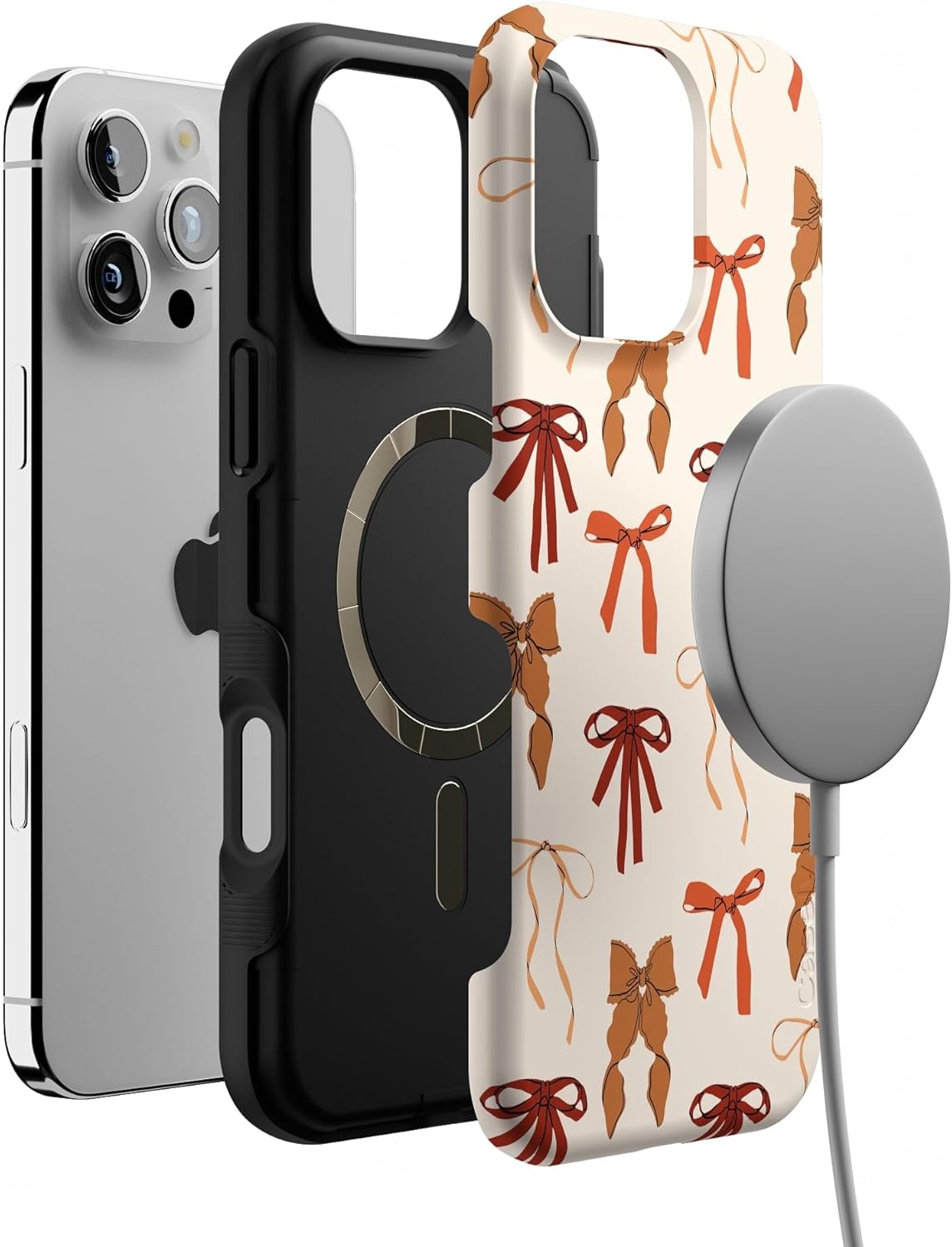 Casely iPhone 16 Pro Max Case | Fall Girlie | Pumpkin Spice Bows | Bold Protective Design | MagSafe Compatible Design - Image 4