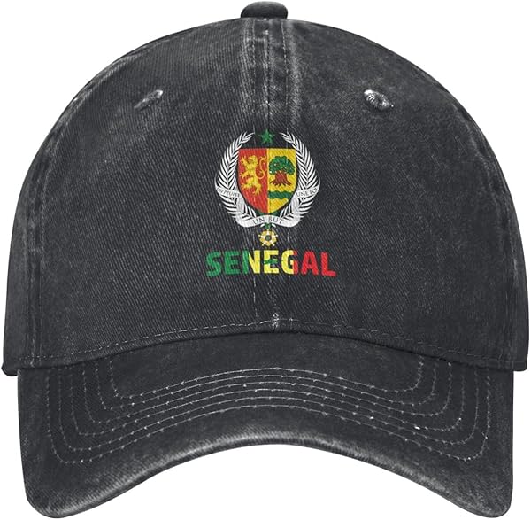 Baseball Cap Senegal National Emblem Washed Denim Hats for Men Women Adjustable Breathable Comfortable Casual Trucker Caps Dad Hat Golf Tennis Sports Headgear