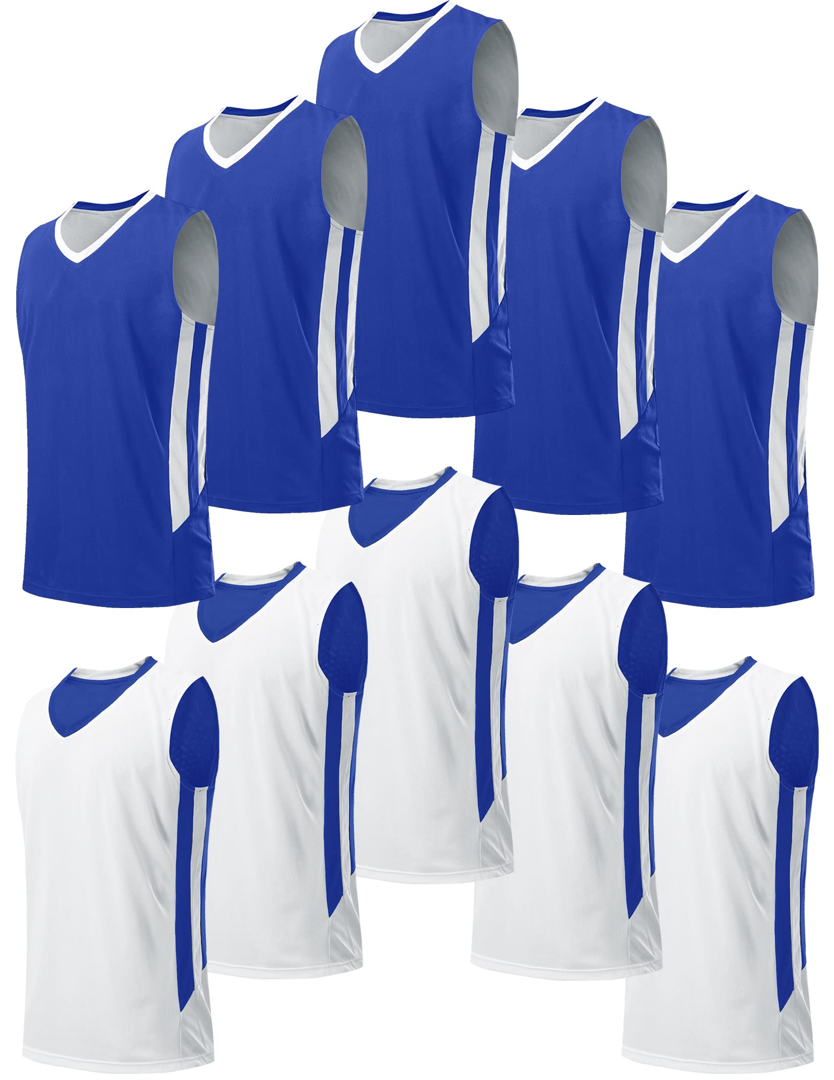Liberty Imports10 Pack Youth Boys Reversible Mesh Performance Athletic Basketball Jerseys Blank Team Uniforms for Sports Scrimmage Bulk