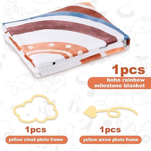 Miniatura 3 de Tegeme Manta de hito mensual de arco iris, arcoíris, recién nacido, unisex, para bebé, imagen mensual de crecimiento, fondo de fotografía,