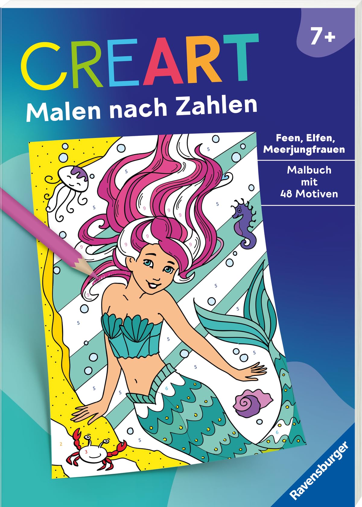 CreArt Malen nach Zahlen ab 7: Feen, Elfen, Meerjungfrauen