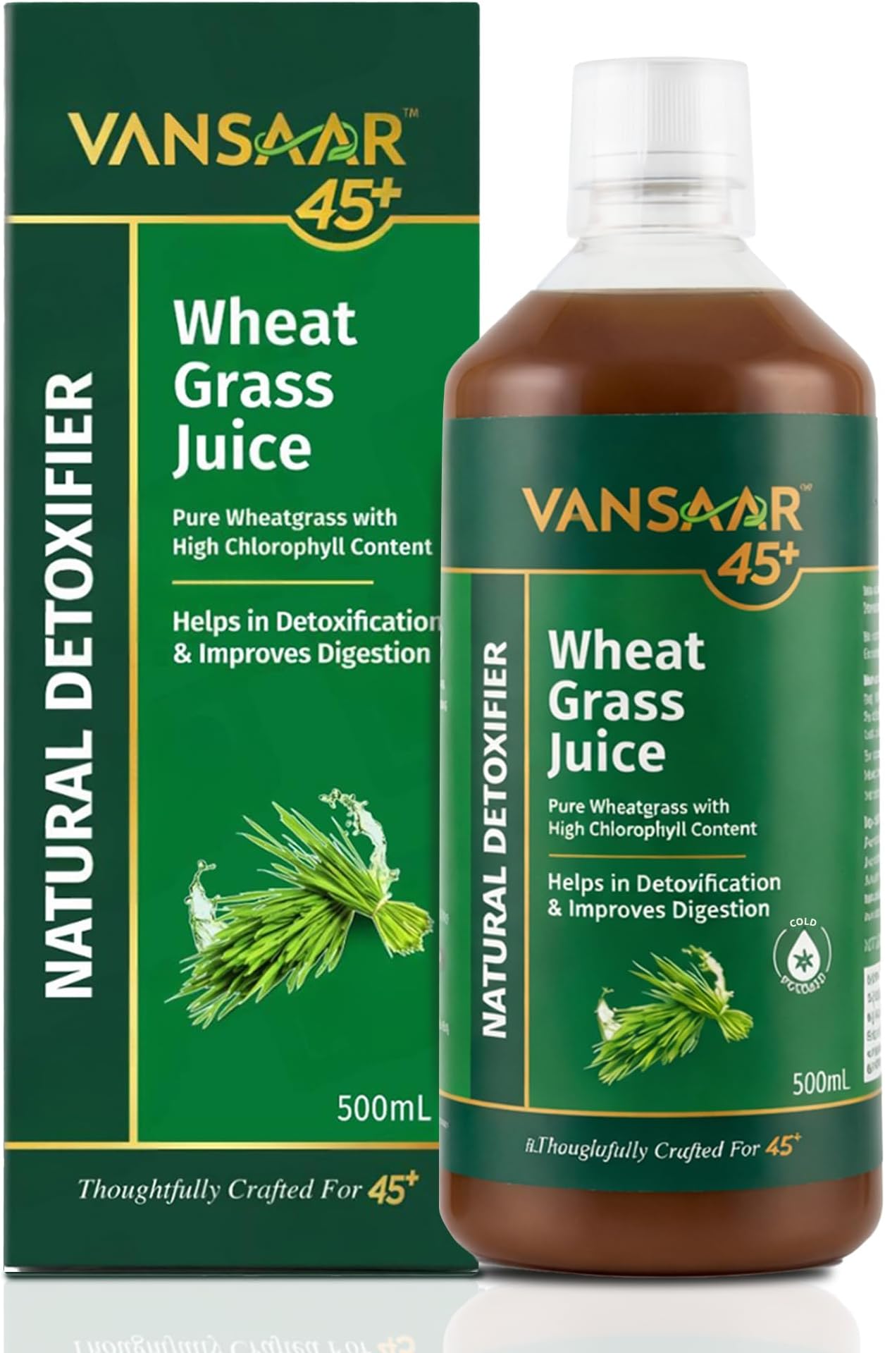 Vansaar Wheatgrass Juice, 500 ml | Natural Liver detox & Gut cleanser Juice | Superfood for Weight & Cholesterol management | 100% Ayurvedic
