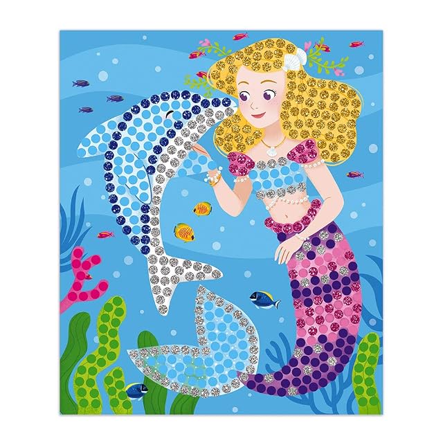 Foto 4 de 8 de Janod - Estuche Mosaicos Delfines y Sirenas - Les Ateliers Du Calme - Kit Infantil de Manualidades Creativas
