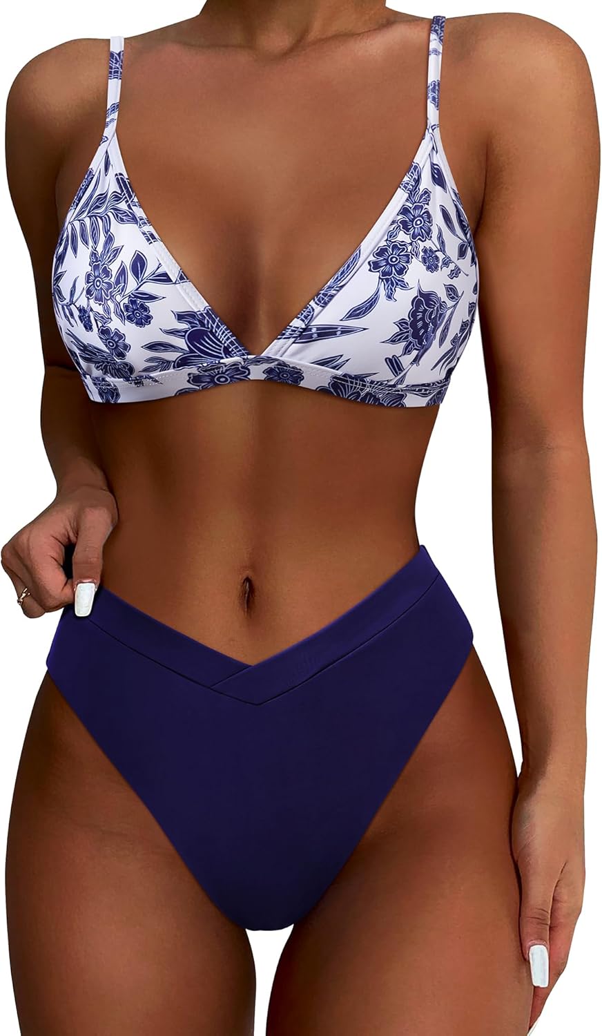 57 Deep Blue Floral Black