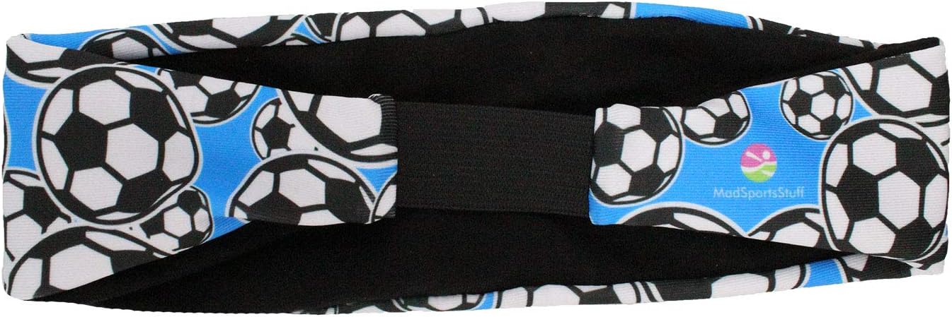 MadSportsStuff Crazy Soccer Headband with Soccer Ball Logos Black/White One Size