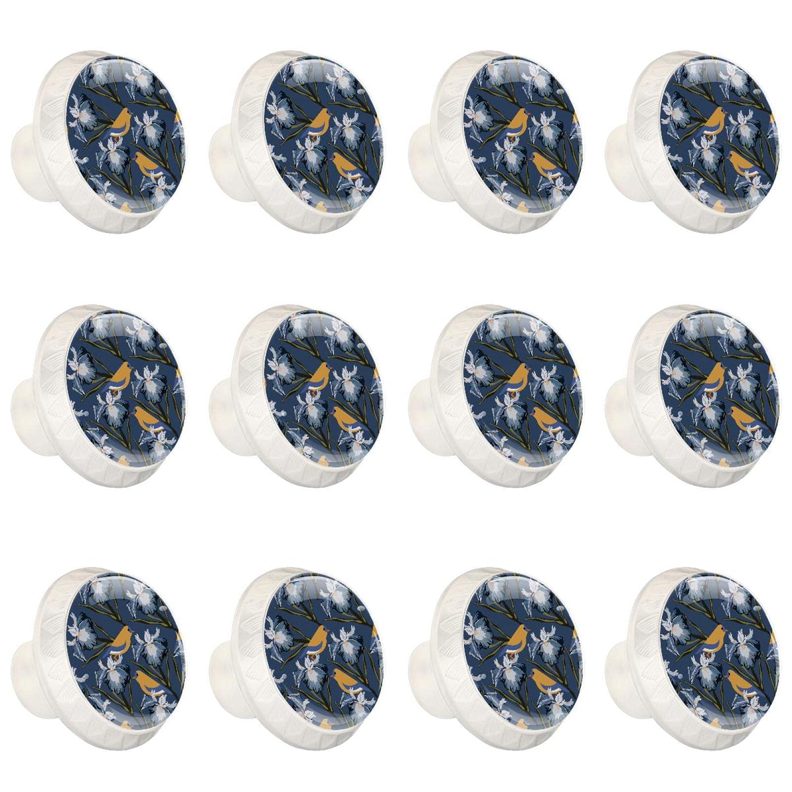 Boutons d'armoires de cuisine ronds et poignées de tiroirs de placard fleur d'oiseau