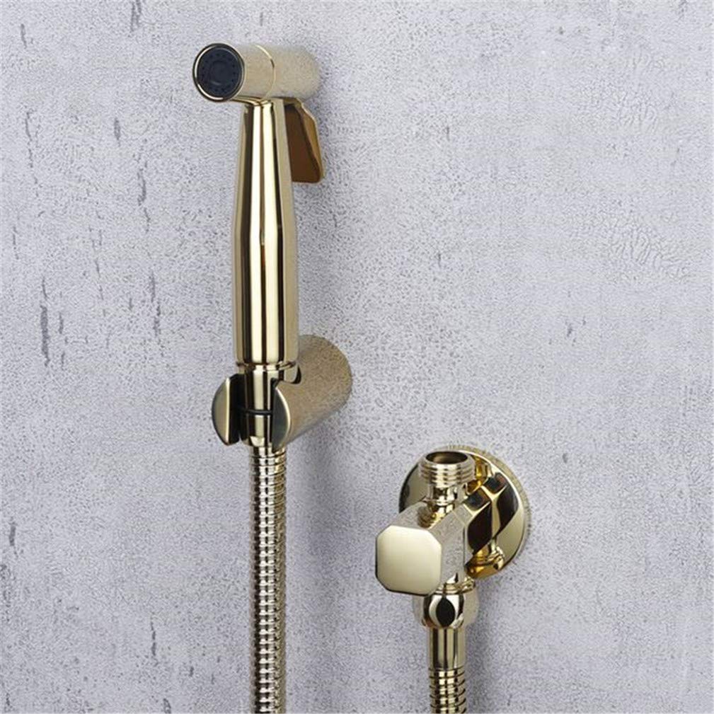 CWCQGH Hand Held Bidet Sprayer Douche Toilet Kit Rose Gold Brass Shattaf Shower Head Copper Valve Set Jet Bidet Faucet Set Muslim Toilet Shattaf,Golden B,Golden B