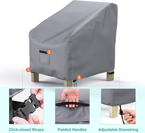 Miniatura 18 de Fundas para sillas de patio, impermeables, paquete de 2, tela Oxford 600D resistente, 35 pulgadas de ancho x 38 pulgadas de profundidad x 31 Negro