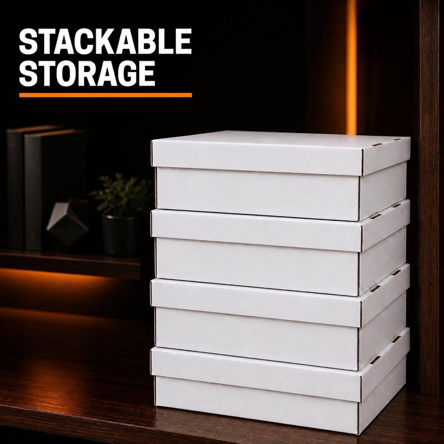 4-Pack 4-Row Trading Card Storage Boxes with Dividers, Holds 3,000+ Cards, Compact White Cardboard Organizer for Standard 2.5 x 3.5 Inch Baseball, Sports, MTG and TCG Cards