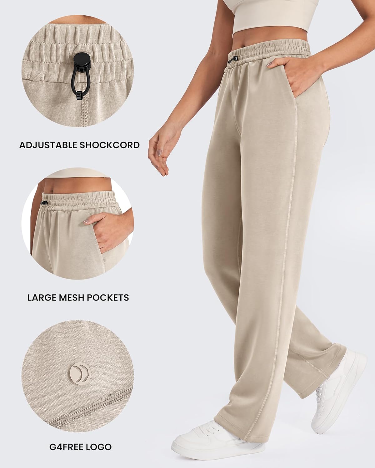 G4Free Smoofit Modal Soft Wide Leg Sweatpants Yoga Pants with Pockets Drawcord Casual Lounge Pants - Image 5